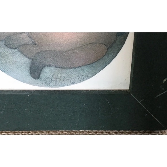 Vintage Sleeping Cat Framed Print Barbara A Palmer Signed Farm Cottage Core - Picture 2 of 4